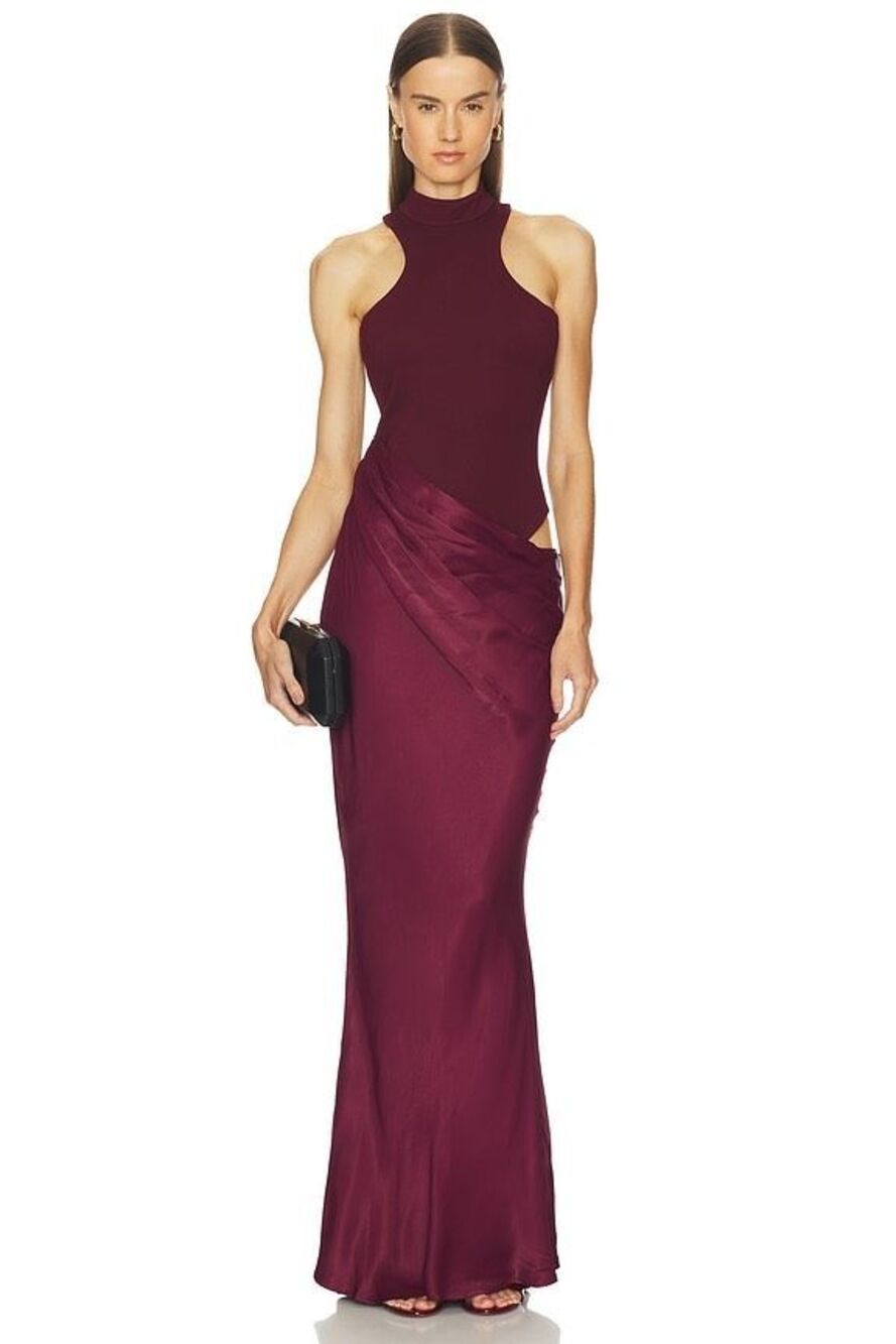 CAMILA COELHO Estrella Maxi Dress in Oxblood SIZE Medium $289
